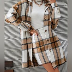 Brown Plaid Mini Skirt